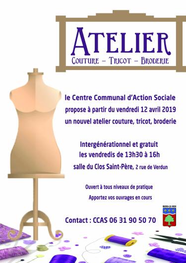 Affiche atelier couture tricot et broderie