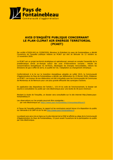 Enquête publique PCAT Enquête publique PCAT