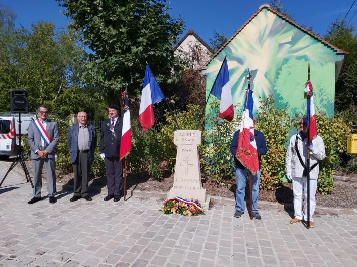 Elus et anciens combattants devant la stèle du 23 août