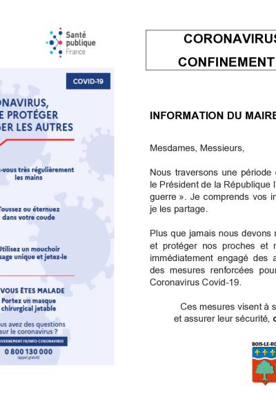 COVID 19 - Lettre d'information n°1