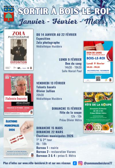 Sortir à Bois-le-Roi - Hiver 2026 (Janvier - Février - Mars)
